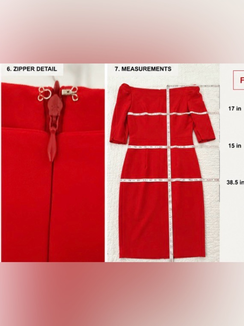 Milly Off-Shoulder Red Midi Sheath Dress - Picture 5 of 5